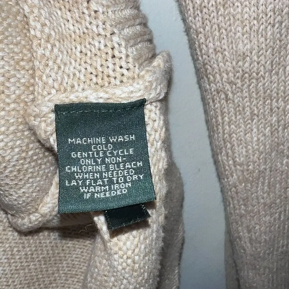 Ralph Lauren Womens Size  Medium Pullover Sweater Neutral Tan Knit Collared